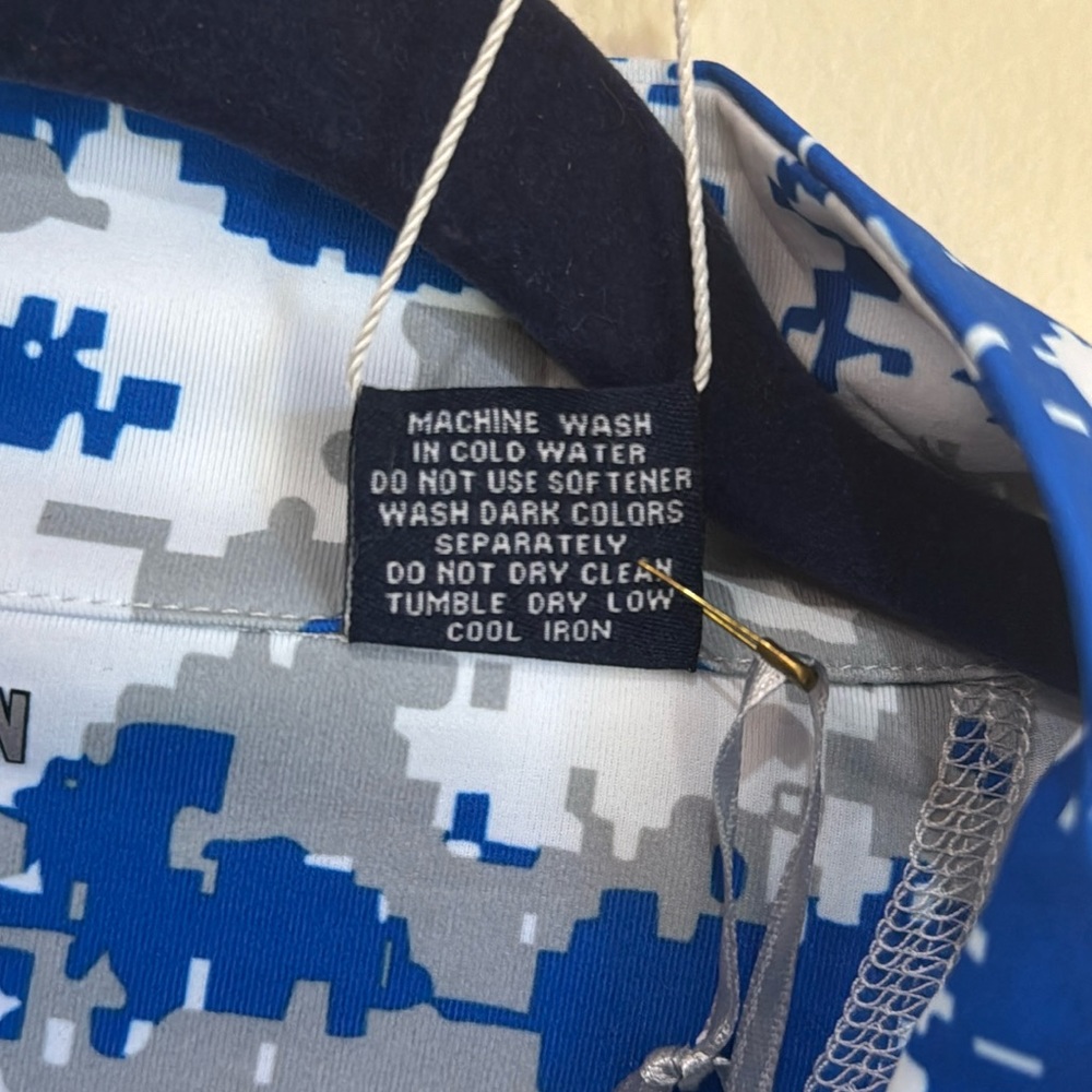 NWT SMU Size SMALL HALF ZIP PULLOVER NAUTICAL CAM BLUE WHITE - Picture 7 of 8